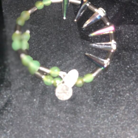 Alex and Ani Green Metallic Wrap Spike Bracelet - Picture 5 of 6